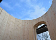 Blick in die Apside Neubau einer Klosterkirche in Massivholzbauweise